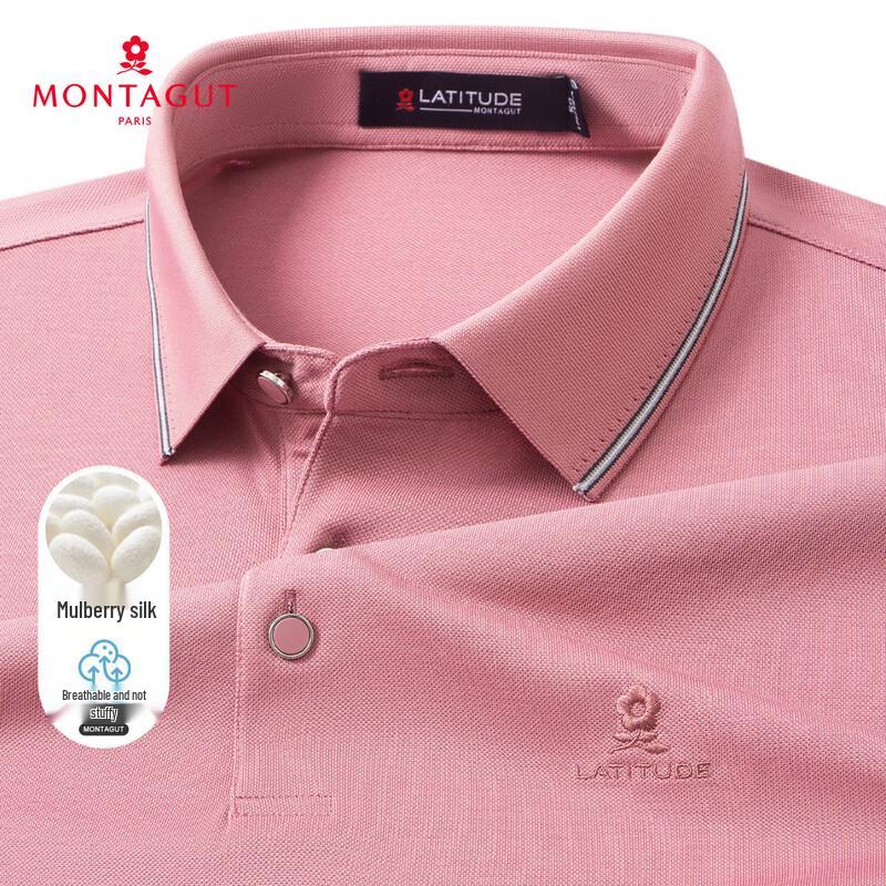 MONTAGUT Men s Mulberry Silk Blend Short Sleeve Polo Shirt 54