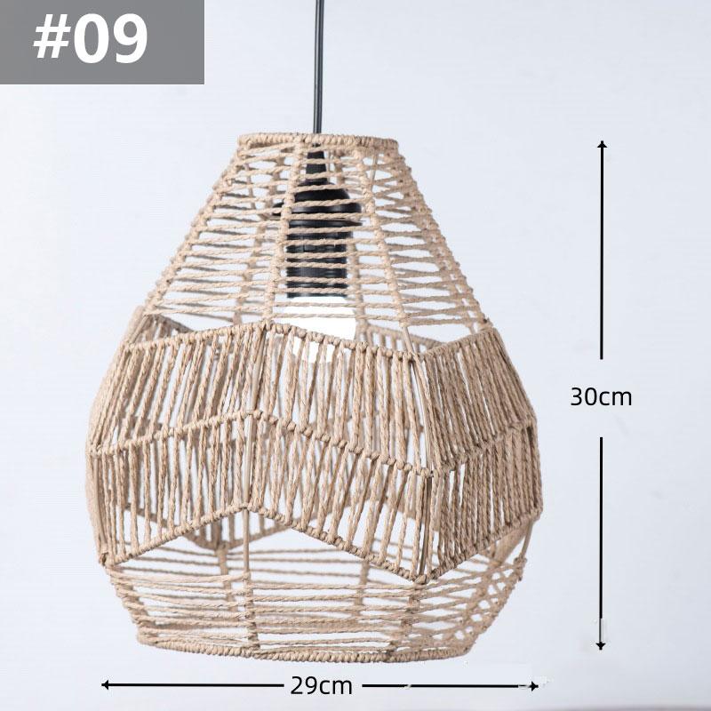 14 Styles Natural Woven Lampshade Vintage Hanging Pendant Lamp Shade Rattan Chandelier Café Restaurant Lighting Home Art Decor