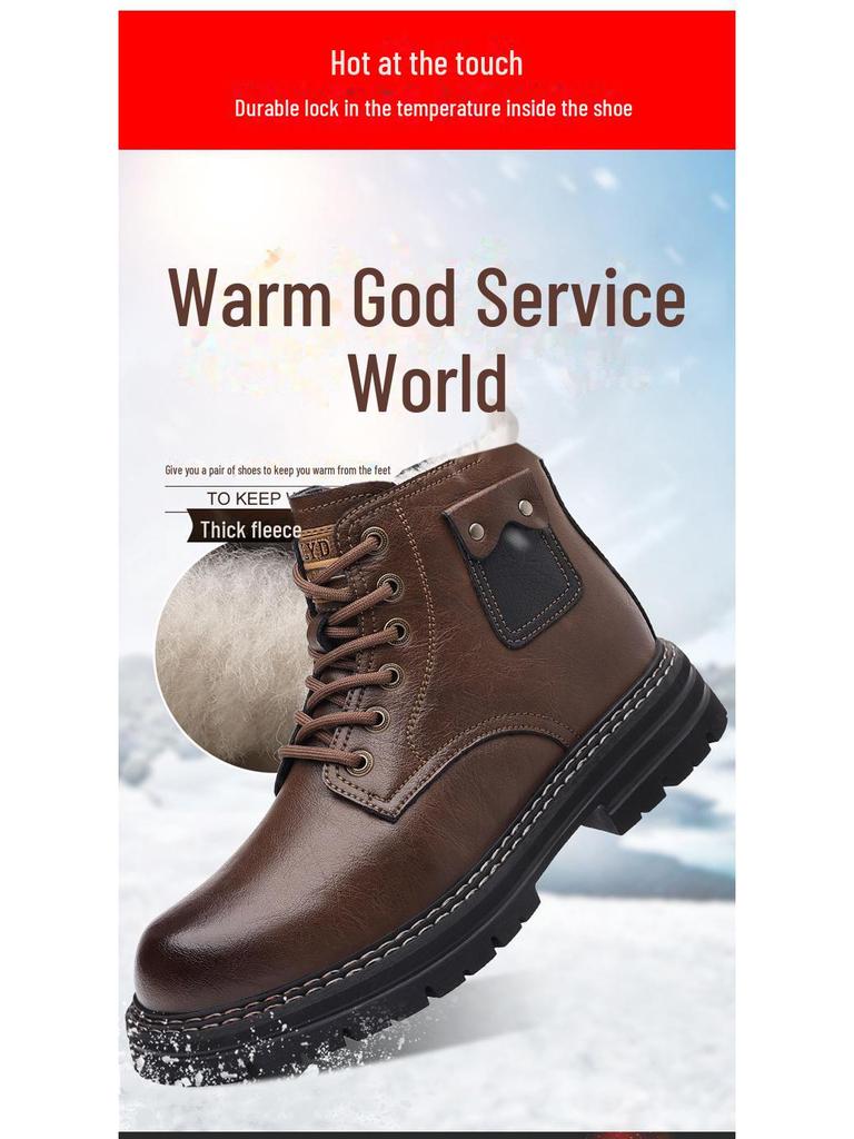 Men's Genuine Leather Velvet-Lined Non-Slip Martin Boots: Warm, Casual, Autumn & Winter Shoes