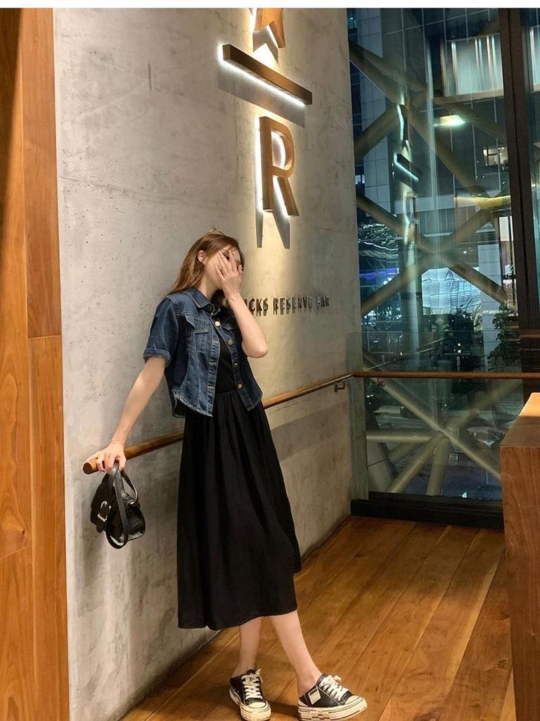 Women's Retro Pure Style Short Denim Jacket - Summer Petite Fresh High-End Outerwear, Age-Defying Thin Jacket