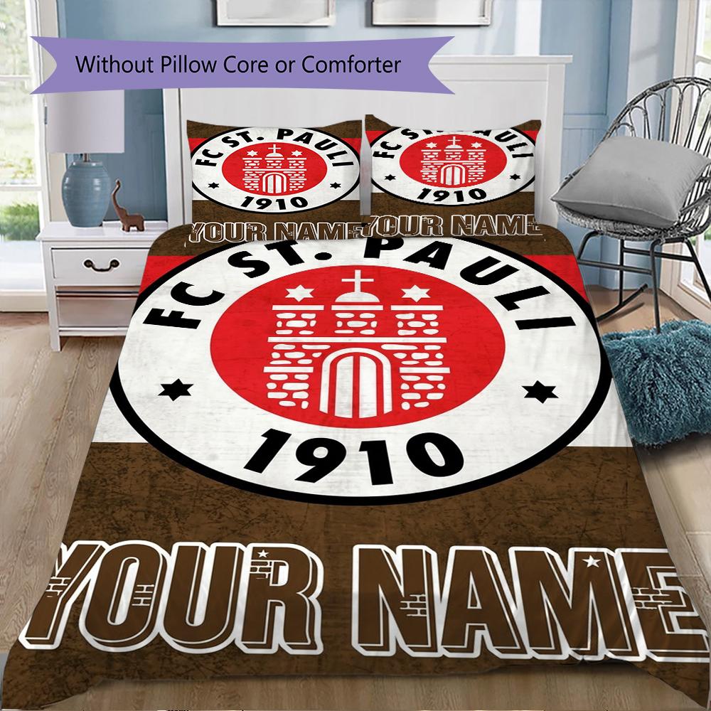 Custom Name St.Pauli Pattern Bedding uilt Set uilt Cover Pillowcase Home Decoration Birthday Gift (1*duvet cover+2*pillowcase without core)