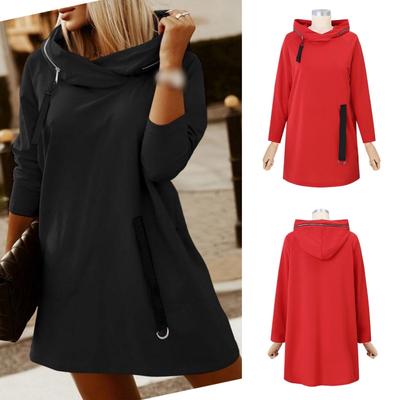Celmia Autumn Thin Long Sleeve Mini Hooded Dress