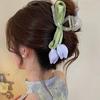 Fabric Mesh Bow Tulip Fringed Hairpin Sweet Small Fresh Simple Grab Clip Niche Design Headdress