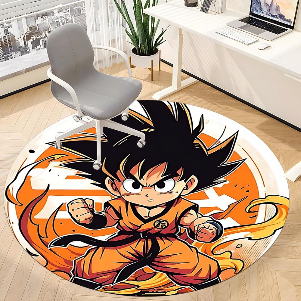 1pc Goku Saiyan Office Round Area Rug, Indoor Mat Suitable For Office, Under Office Chairs Bedroom Living Room Home Decor, Room Deco