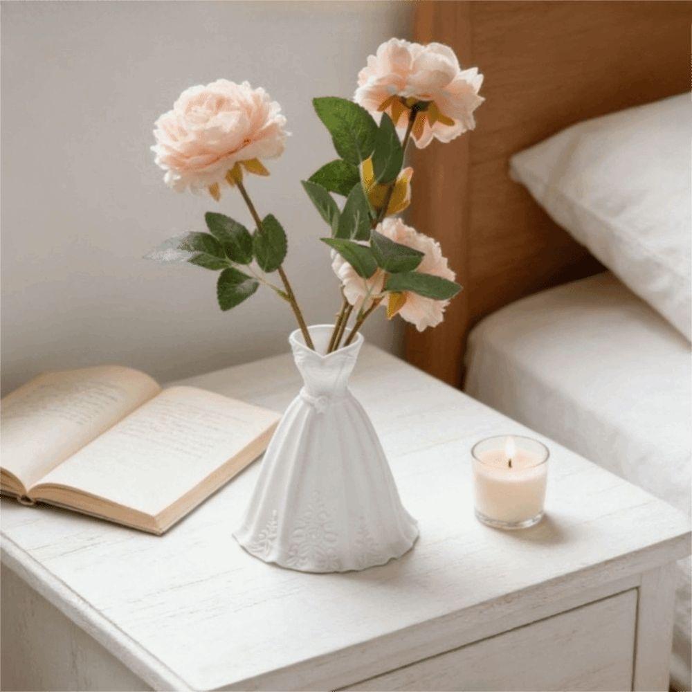 Gown-Shaped 3D Printed Flower Vases Twisted Design Flower Arrangement Elegant Dress Vase Minimalist-Style Decorative Vase