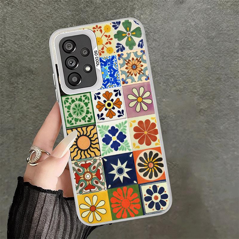 Italian Sicilian Style Floral Pattern Soft Phone Case for Samsung A17 A16 A15 A14 A13 A57 A56 A55 A54 A53 A37 A36 A35 A34 A33 A2