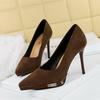 European American Fashion Banquet Slim Heels Super High Heels Shallow Mouth Pointed Toe Suede Waterproof Platform Single Shoes