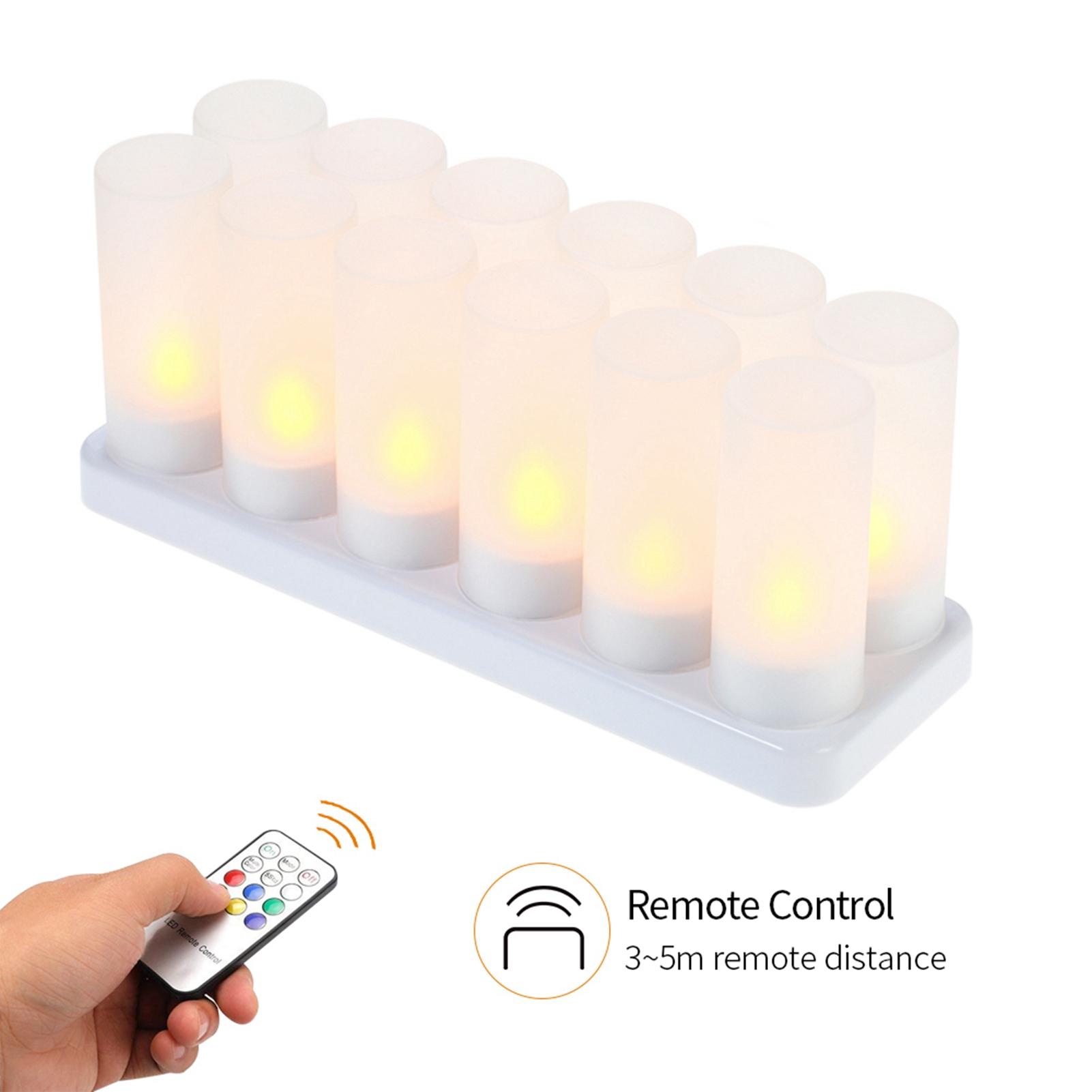 

Set of 6 Re able LED Color Changing Flickering Flameless Tealight Candles Lights with Remote Control USB 5V Frosted Cups Charging Base for Christ