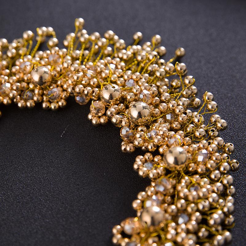 Gold Color Pearl Flower Headband Hairband Tiara for Women Pageant Bridal Wedding Hair Accessories Jewelry Crown Tiara Headband