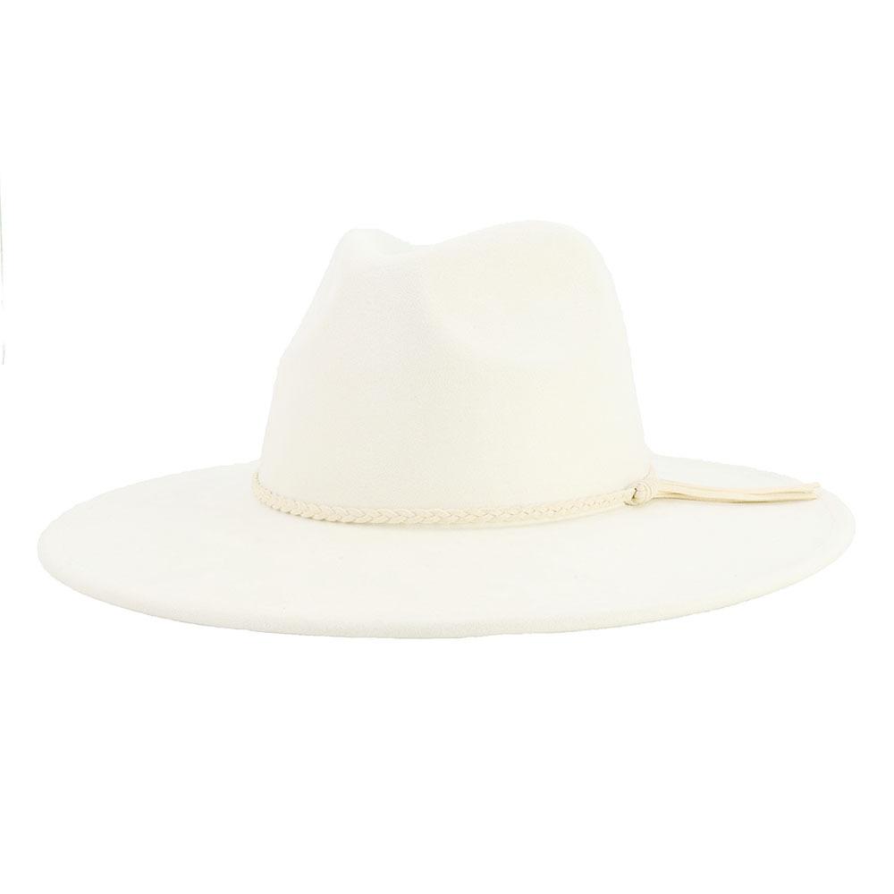 

Unisex Suede Felt Fedora Hat Wide Brim Flat Edge Elegant Classic Gentleman Hat M 56-58cm молоко, білий колір