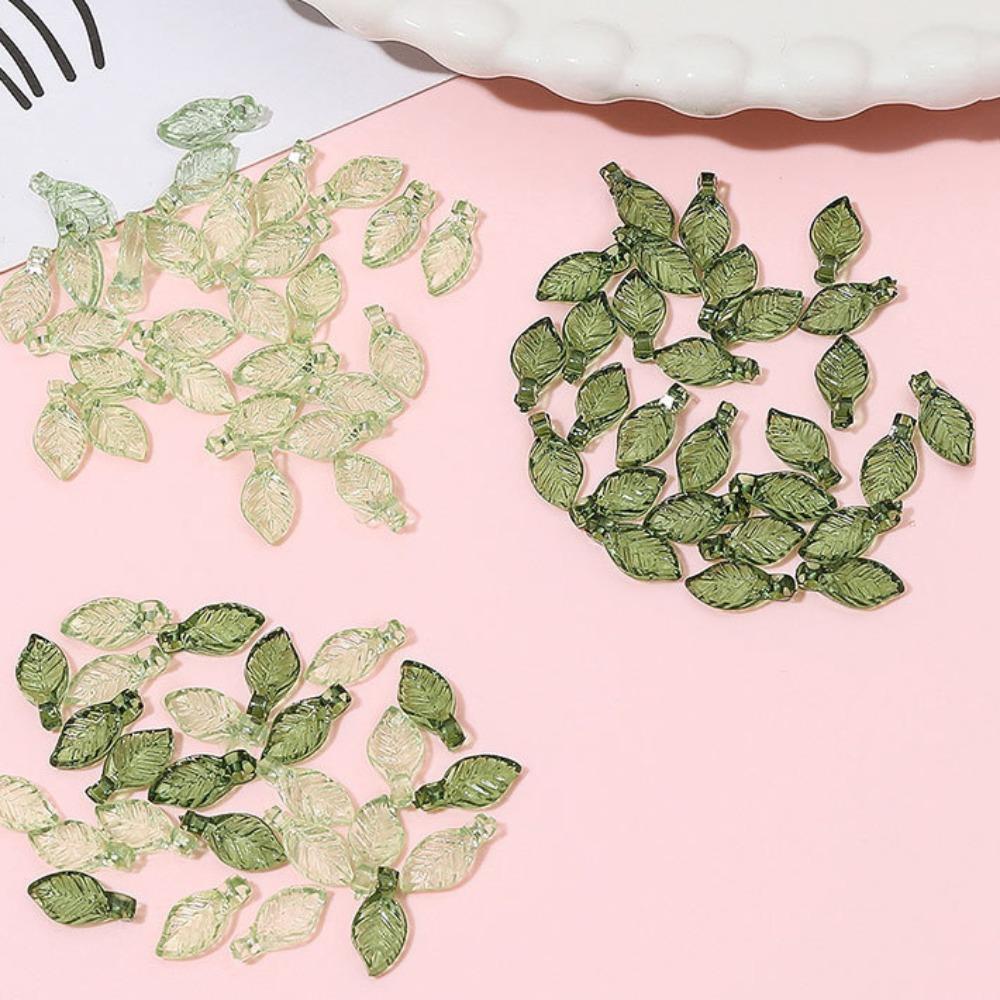 Leaf Shape Green Acrylic Leaf Beads Acrylic Beads Charms Leaf Shape Beads  Necklace Accessories