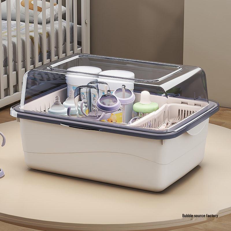 Dustproof Milk Bottle Storage Box with Lid - Baby Supplies & Toys Organizer