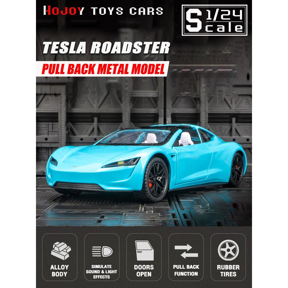 1/24 Scale Roadster Diecast Car Model Toy, Pull Back Toy Vehicle with Sound and Light for Kids Toddler Boys Girls Gift Collection