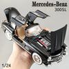 1:24 Mercedes Benz 300SL Alloy Classic Vintage Car Model Car Model Diecast Metal Pull Back Sound Light Car Fashionable Ornaments