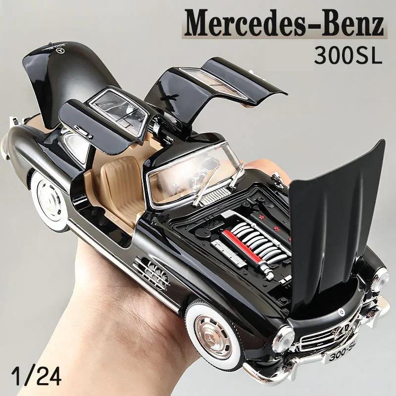 1:24 Mercedes Benz 300SL Alloy Classic Vintage Car Model Car Model Diecast Metal Pull Back Sound Light Car Fashionable Ornaments