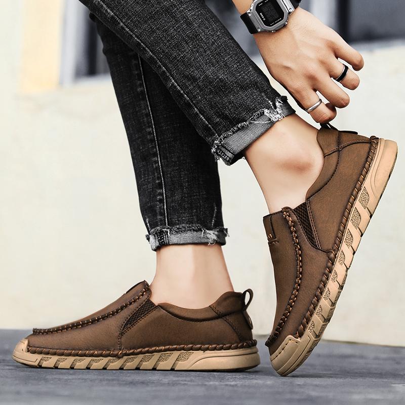 38-46 Ručně vyráběné kožené boty Ležérní pánské boty Pohodlné boty z hovězí kůže Pánské mokasíny Mokasíny Nástrojové boty