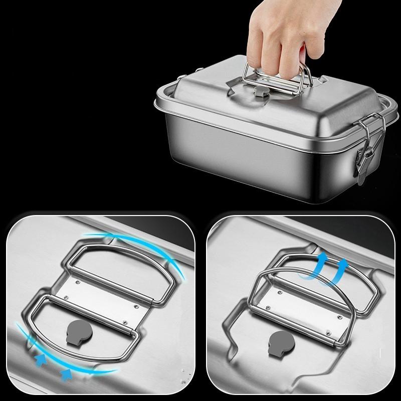 1.8L 304 Stainless Steel Double Layer Lunch Box for Children Leak-proof Microwave Bento Food Storage Containers for Picnics