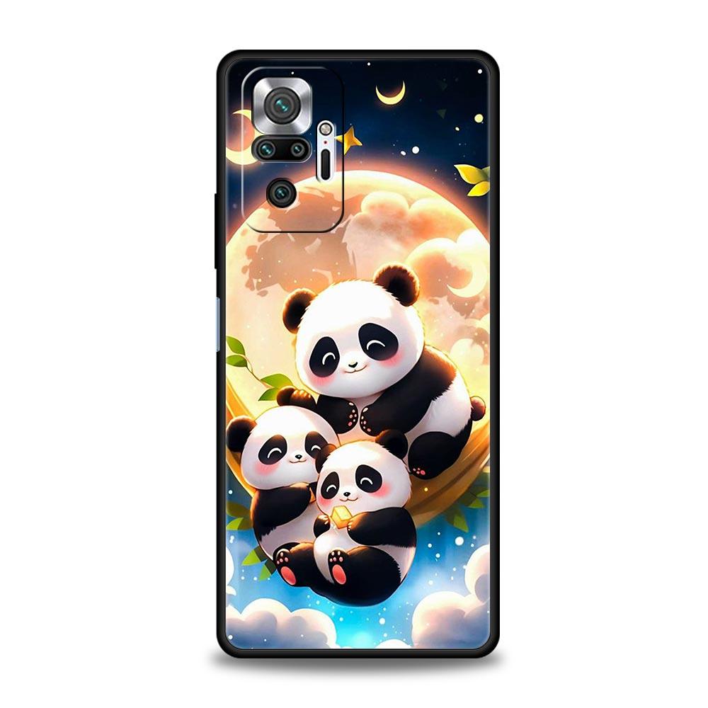 Cartoon Lovely Panda Phone Case For Xiaomi Redmi Note 14 13 5G 10 11 12 Pro Plus 4G 14C 13C 12C 10C Black Cover