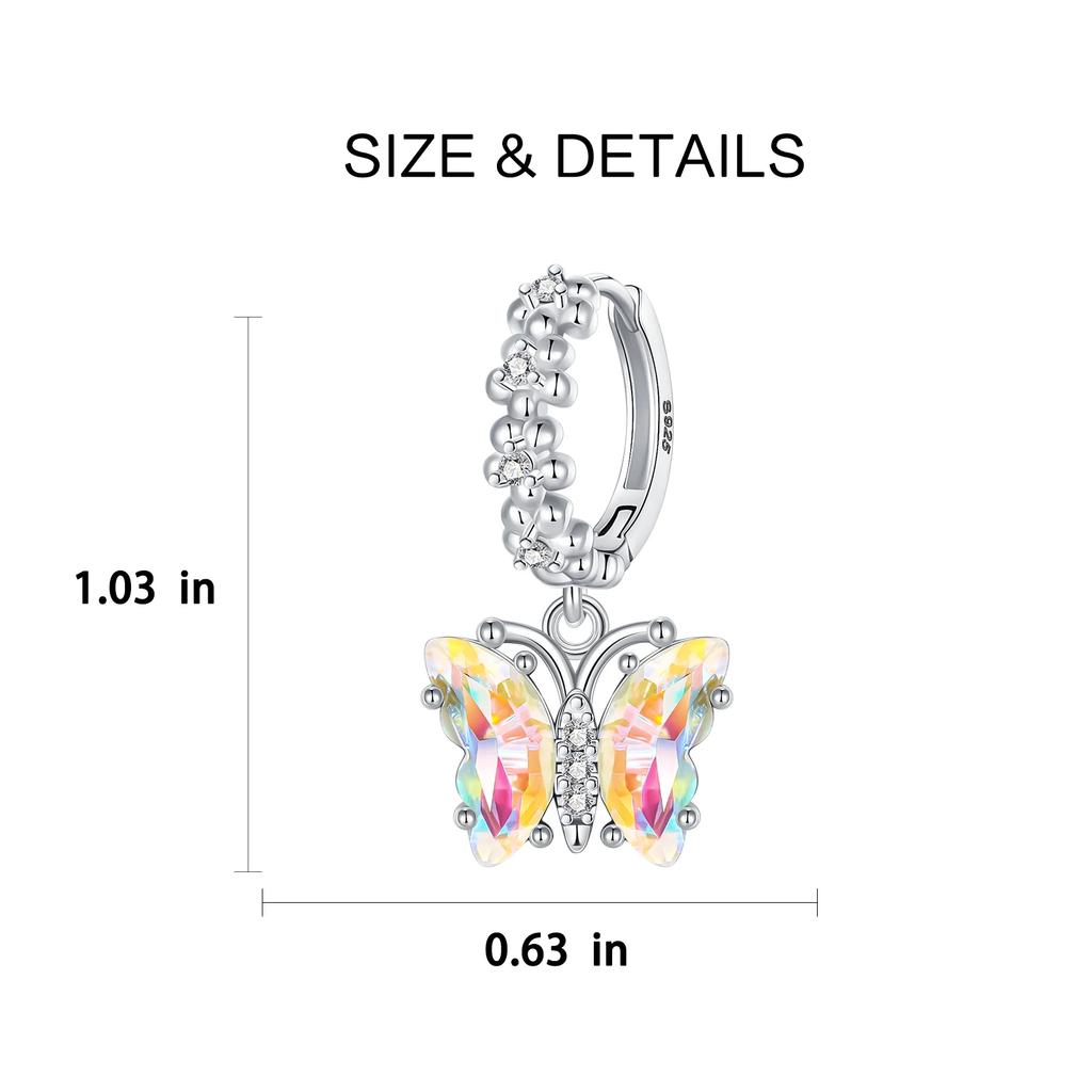 Seria Kwiatowa Kolczyki Sztyfty ze Srebra Próby 925 Motyl Fiołek Stokrotka Koniczyna Szczęście Romantyczna Biżuteria Ślubna Kolczyki z Kamieniem Cyrkonowym