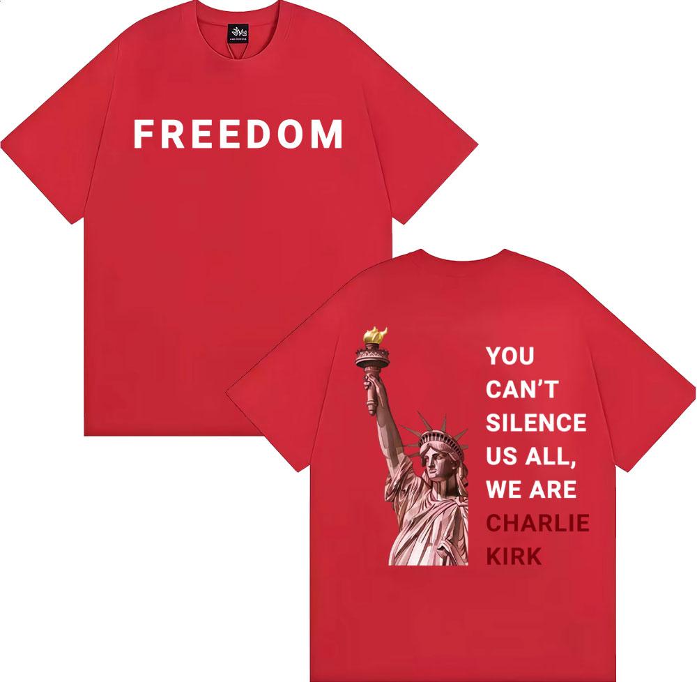 Charlie Kirk You Can t Silence Us All Printed T Shirts Men Women Harajuku High Street Oversized T-shirt Summer Tops Loose Tshirt S