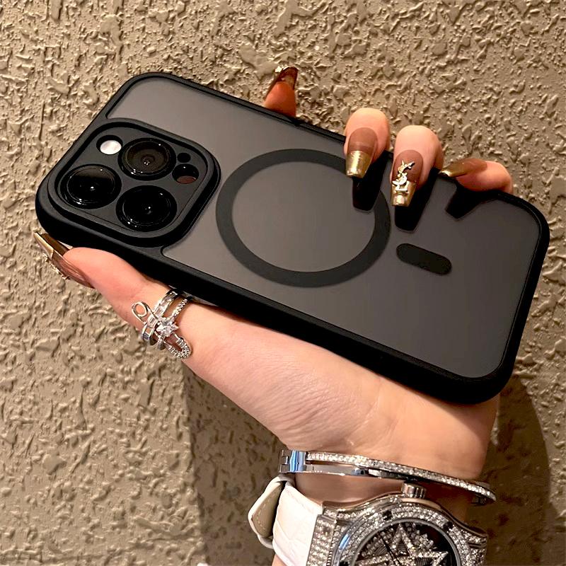 

Роскошный матовый чехол для iPhone 17 16 15 14 11 Pro Max Plus 16Pro 15Pro 14Pro Magsafe Mag Safe Зарядка Защита от отпечатков пальцев For iPhone 11 Pro чёрный