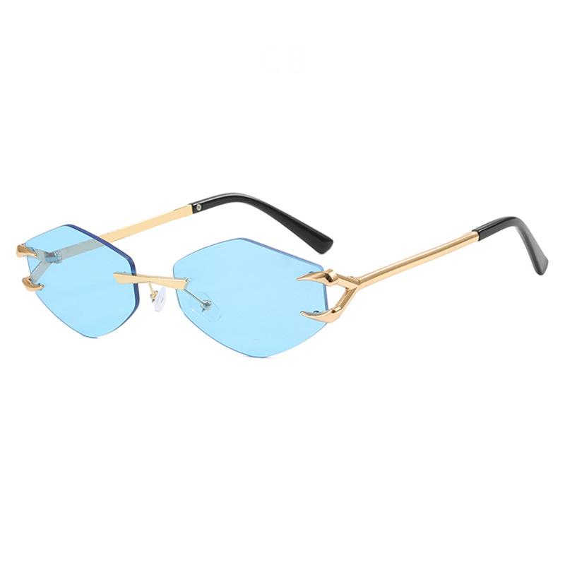 Small Frame Hexagon Sunglasses Women  Luxury Brand Metal Rimless Rhombus Sun Glasses For Female Retro Polygon Eyewear UV400