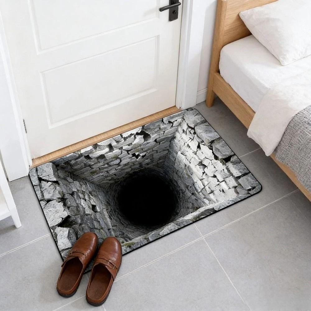 Non-slip Optical Illusion Doormat 3D Flat Bedroom Door Rug Creativity Bathroom Carpet  Home Decor