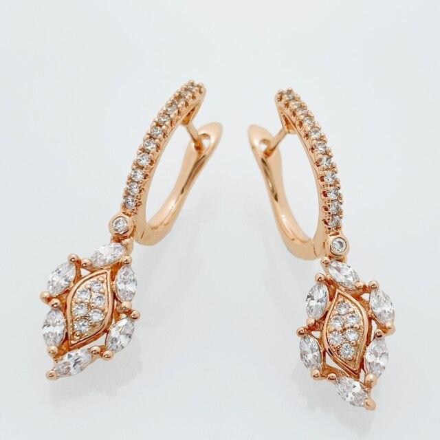 

Новые женские длинные круглые серьги с конским глазом из белого натурального циркона, висячие серьги из розового золота 585 пробы, роскошные повседневные модные украшения