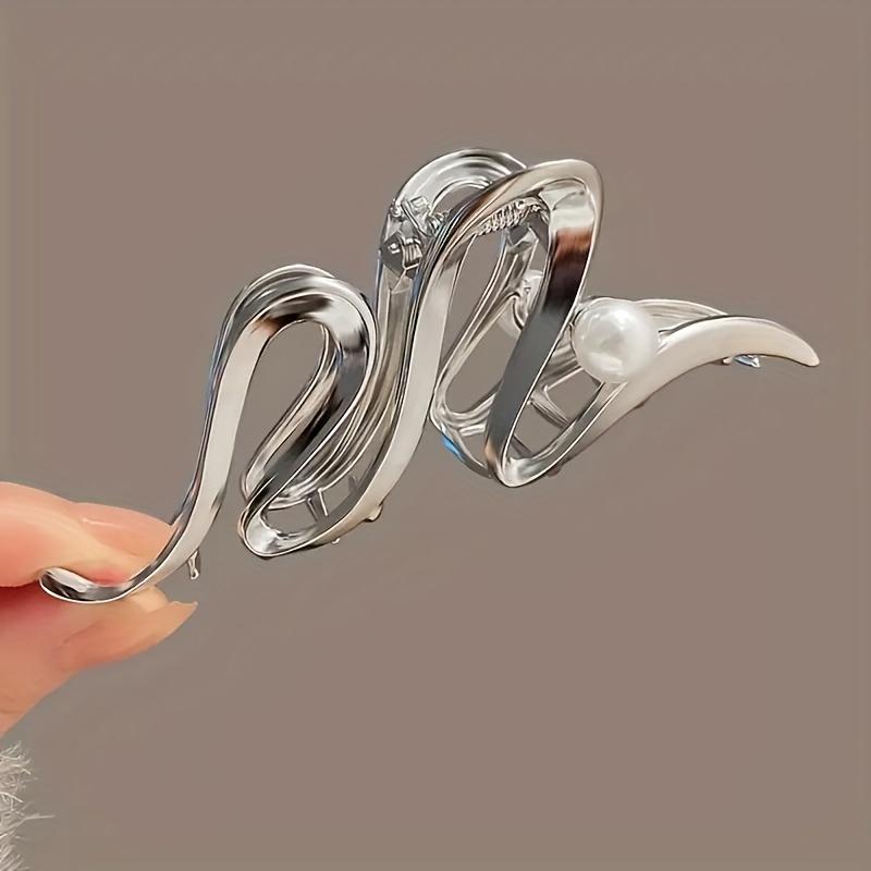 Haarklammer   Hinterkopf-Greifklemme Metall Große Haiklammer Haarnadel Haarnadel Kopfschmuck Haarnadel   Geschenk Silberfarben Haarklammern für Frauen
