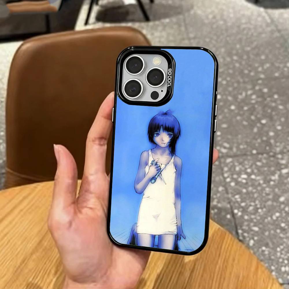 

S-Serial E-Experiments Lain Phone Case For iPhone17,16,15,14,13,12,11 Plus,Pro Max Colored Silver Plated Inside Cover iPhone16promax