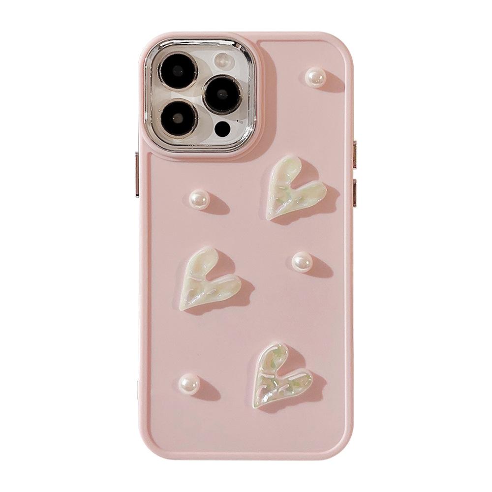 Three Dimensional Pearl Love Apple 17 Mobile Phone Case Iphone16 Laser 11 Suitable for 13promax Temperament 12 Soft 14