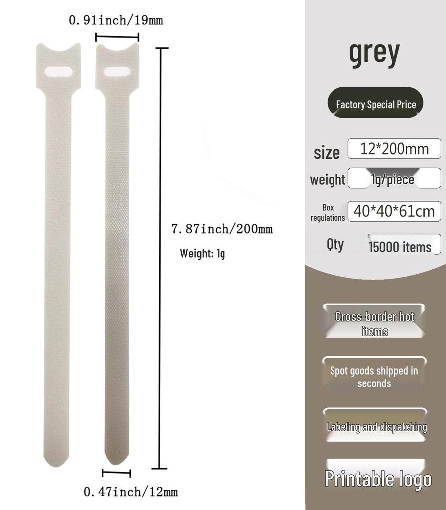 Nylon T-Type Self-Adhesive Hook and Loop Cable Ties