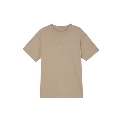 Solid Color Letter Logo Print Crew Neck Short Sleeve T-Shirt Men Tops Khaki DO7393-247