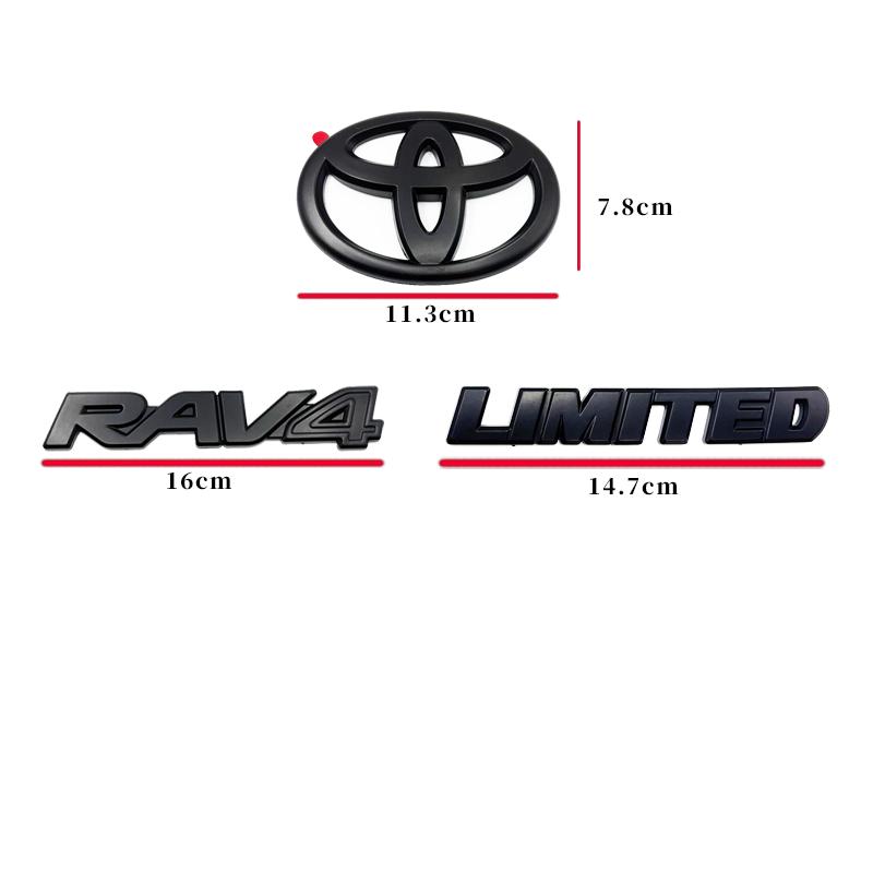 Juego de 4 Emblemas con Logotipo en ABS Negro Mate para TOYOTA RAV4 XLE XLE LIMITED 2019-2024, Adhesivo para Maletero, Accesorio