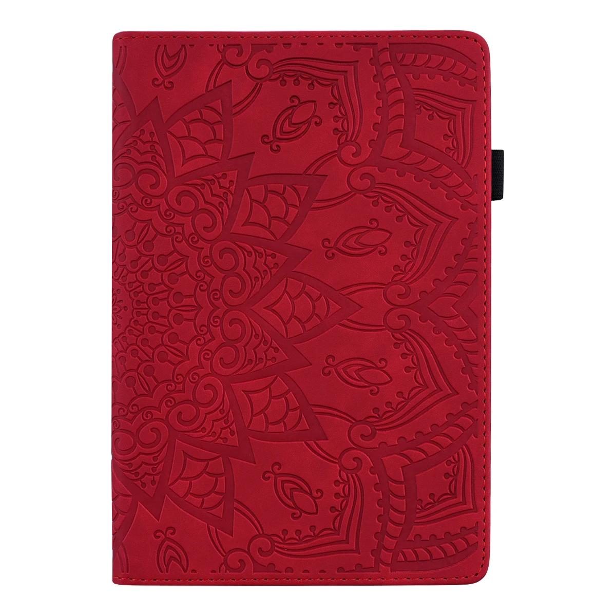 

For Amazon Fire HD 10 2017 Cover 2015 10.1 Embossed Flower Tablet Case for Amazon Kindle Fire HD 10 2019 Stand Protective Funda HD10 2015 17 19 красный