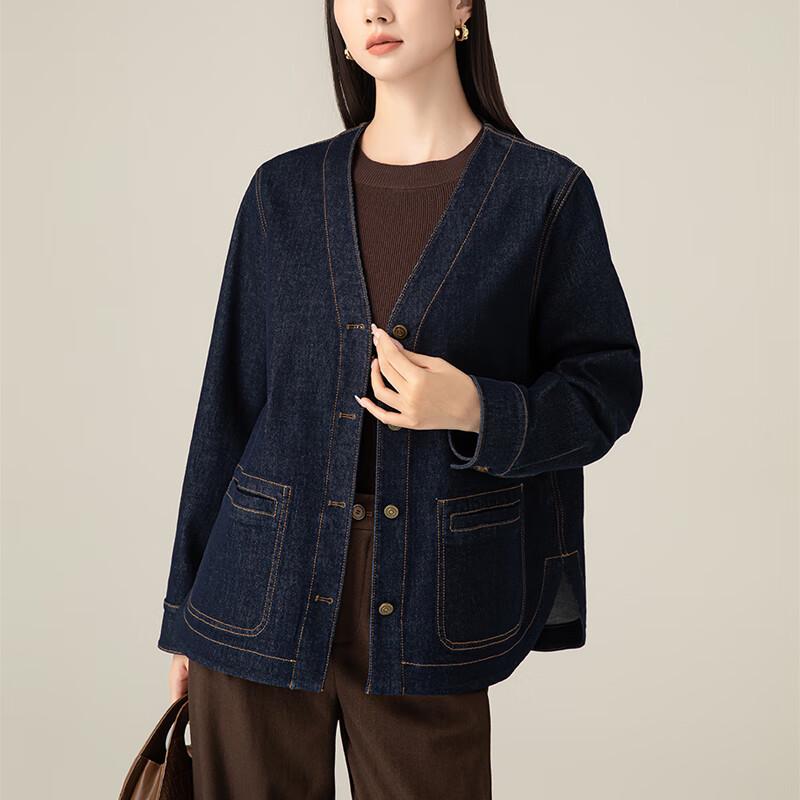 Vanzhen Women's V-Neck Denim Jacket