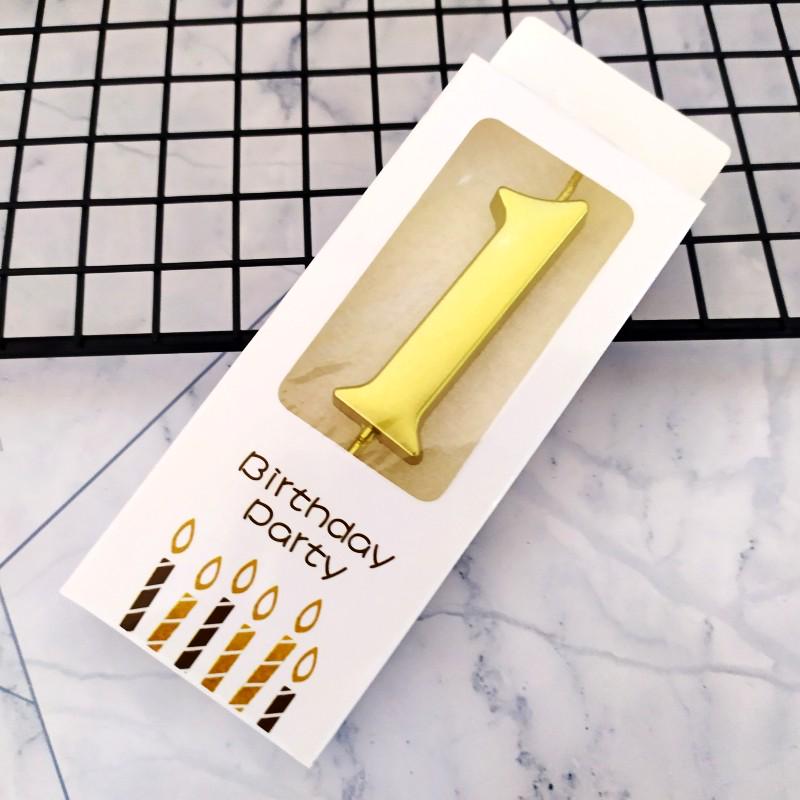 Gold Smokeless Number Candles for Baby's First Birthday Cake - Individual Pack, Creative Design