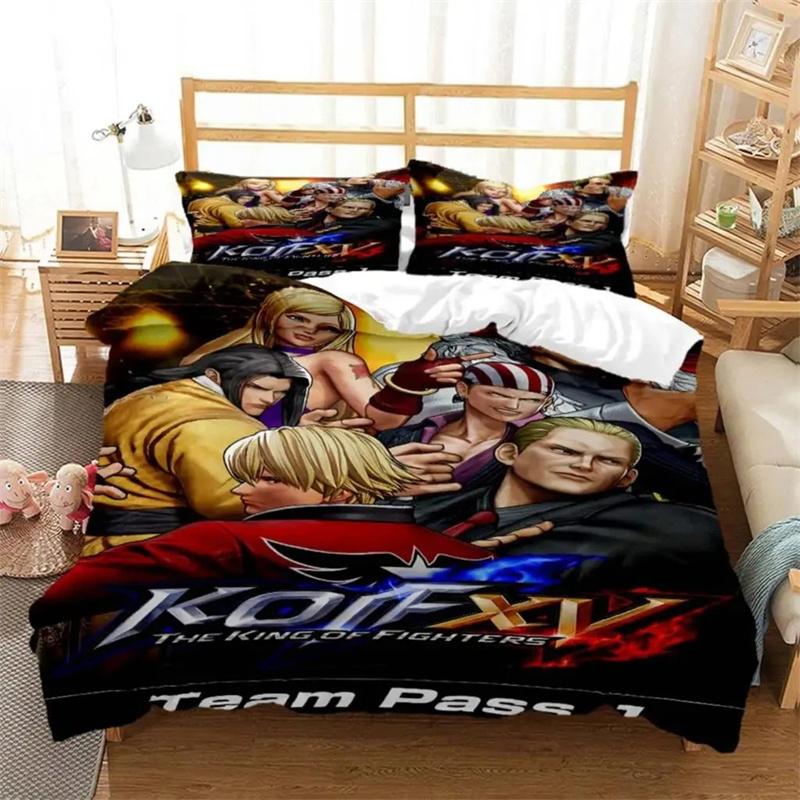 Anime King of Fighters KOF Bedding Set,Duvet Cover Comforter Bed Set Quilt Cover Pillowcase,King Queen Twin Size Boys Girls