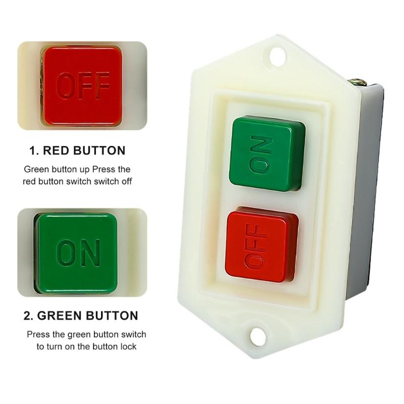 Start Stop Push Button Switches 380V 3 Phase 5A Waterproof Flushing Mount Switches for Benches Grinder & Industrial Equipment
