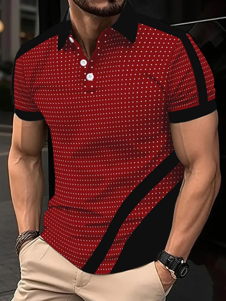 Polo Sportiva alla Moda Patchwork Colorata da Uomo