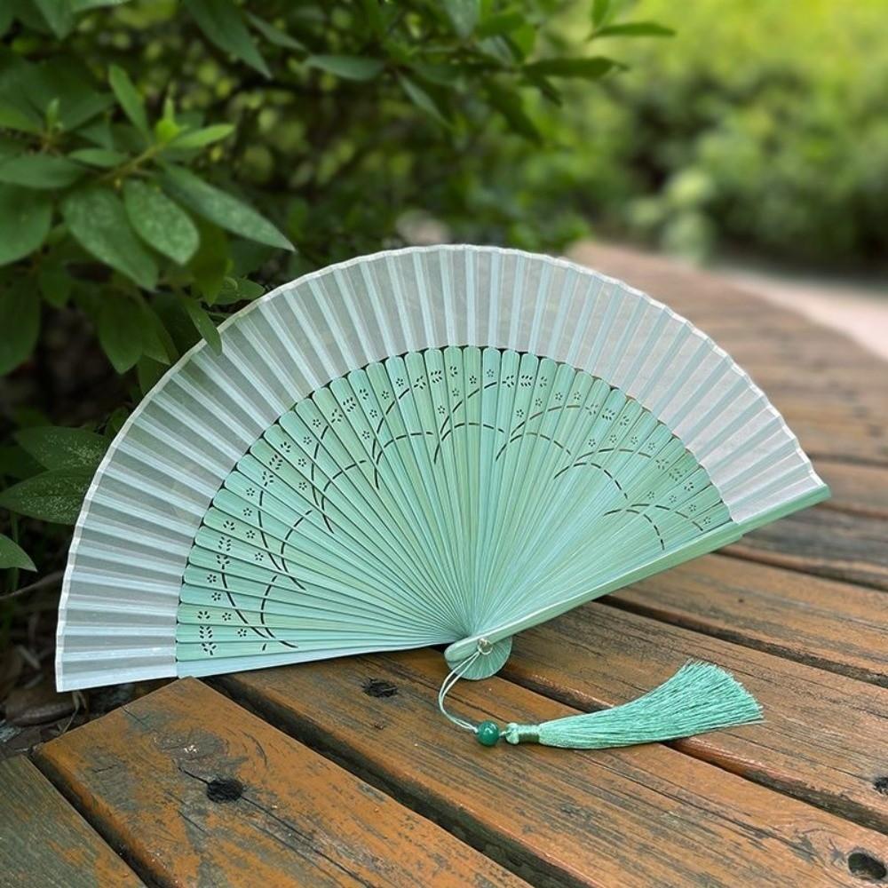 Retro Design Chinese Style Silk Fan Decoration Handheld Shell Fan Classical Fan Summer Season