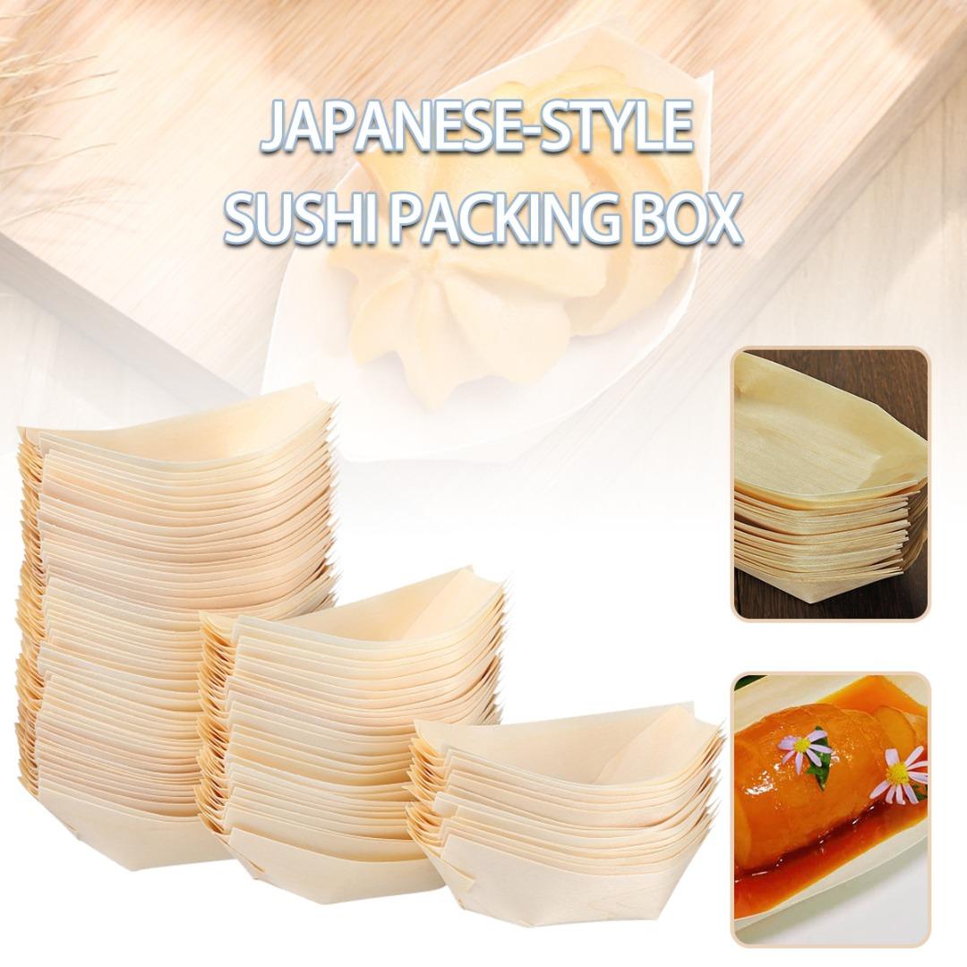 

PDTO 100 шт. деревянный поднос для сервировки суши лодка одноразовые десертные закуски деревянные тарелки