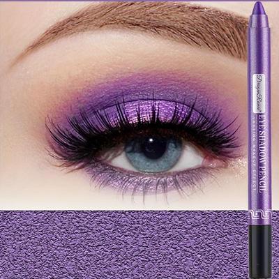 Mieniąca się fioletowa wodoodporna kredka do eyelinera i cienia do powiek, metaliczna, długotrwała, łatwo rozprowadzająca się, intensywny pigment