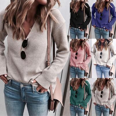 Autumn and Winter New Sweater Women's Fashionable Versatile Street Wear V-neck Knitted Top