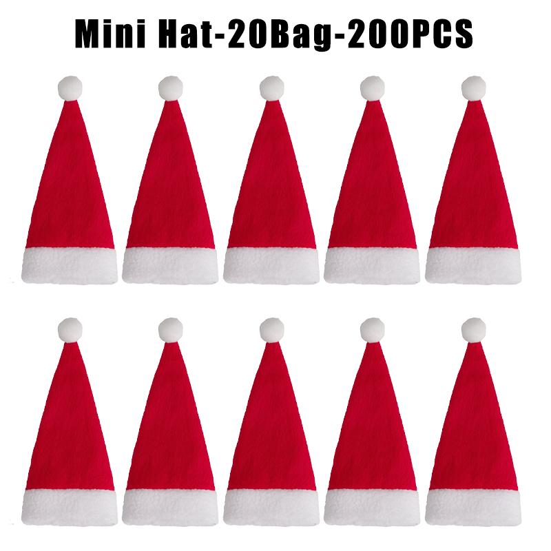 Holiday Table Setting Set Mini Santa Hat Christmas Cutlery Cover Bottle Cosy Flannel Utensil Holder Decor