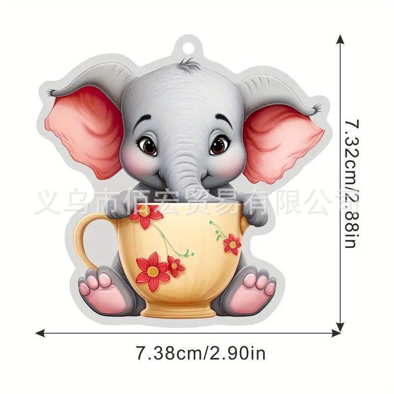 Delightful 2d Elephant Acrylic Christmas Tree Pendant For Decorative Car Accessories Interior