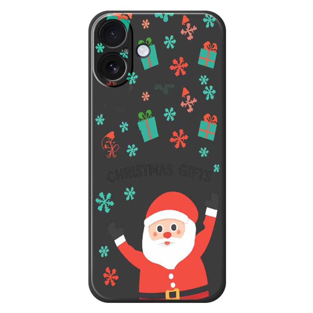 

For iPhone 17 Case Christmas Gifts Pattern Printing Straight Edge TPU Phone Back Cover Black