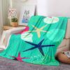 Seafish Jellyfish Shell Print Flannel Blanket High Quality Warm Comfortable Cover for All Seasons Perfect for Gifts Home Decor