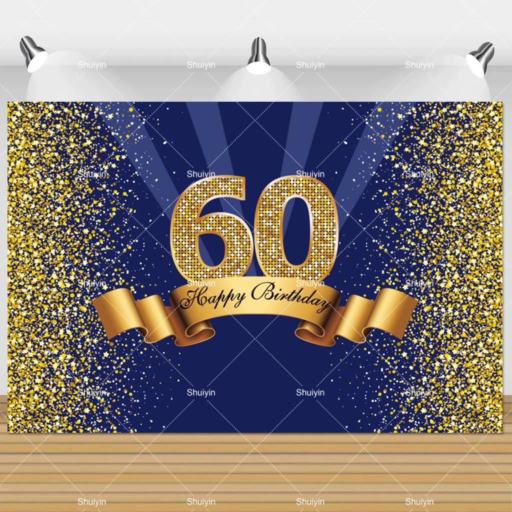 60th Birthday Backdrop Woman Man 60 Years Old Birthday Decorations Party Supplies Glitter Balloons Sixty Banner Photo Shoot Prop