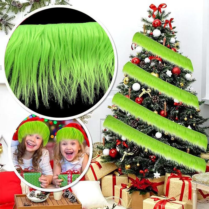 

Washable Artificial Christmas Tinsel Garland Decoration Ribbon Green Base 4cm*1.8m білий